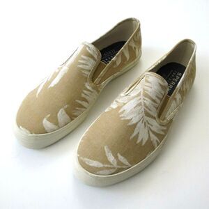 Sperry Topsider for J Crew Men Slip On Canvas Sneakers 11.5 M Tan Tropical Print